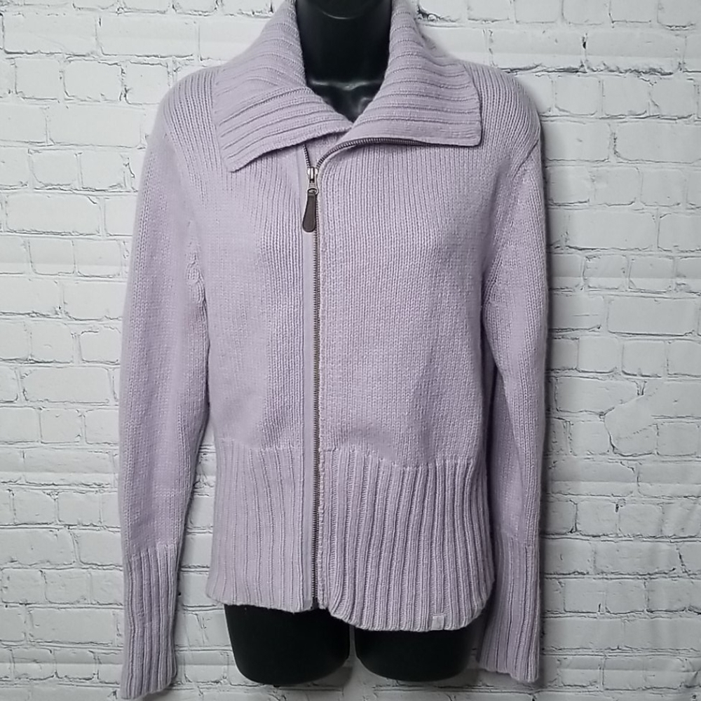 -Eastern Mountain Sport lambswool side zip cardigan sweater Purple Size Large